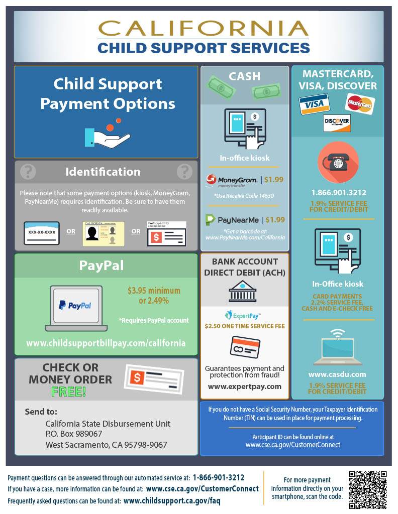 Child Support Payment options grid